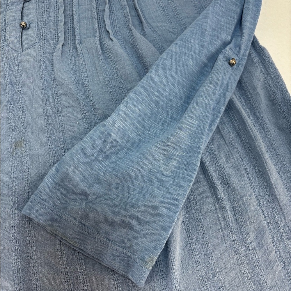 Gloria Vanderbilt Blue Crochet Lace Top M Long Sleeve Boho Casual Blouse - Picture 5 of 9